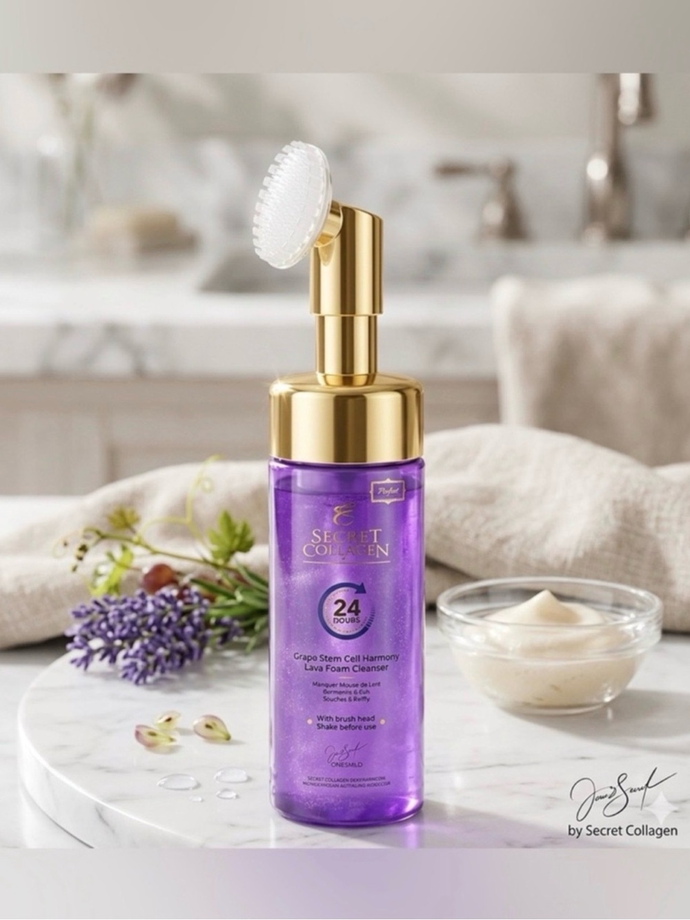 Secret Collagen Apple & Grape Stem Cell Harmony Lava Foam Cleanser ~Retail $229